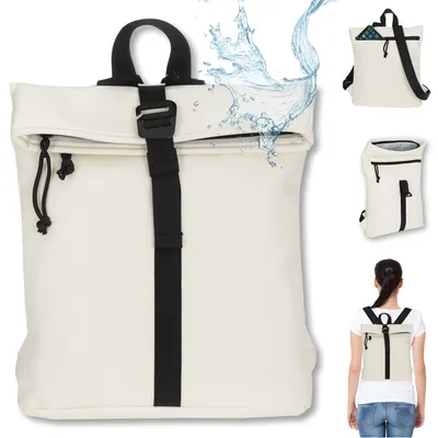 Produktbild von Rucksack klein Damen New Rebels Tim Fashion small Damenrucksack Handtasche Daypack Büro Freizeit Freizeitrucksack 511255 05 Creme Weiss - Schwarz + Bagboom Schlüsseletui