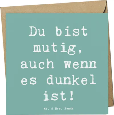 Produktbild von Mr. & Mrs. Panda Klappkarte Spruch Angst vor Dunkelheit überwinden - Meeresbrise - Geschenk, Grußkarte, anlasskarte, Zuversicht, Vertrauem, liebevolle Handarbeit, Stärke