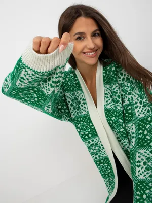 Produktbild von Rue Paris Strickjacke für Frauen Ygrainddydd weiß Grün Universal
