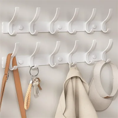 Wandgarderobe 12 Haken Alu weiß 2er-Set