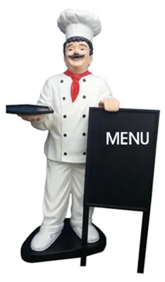 Produktbild von Koch Figur Statue Skulptur Werbefigur Menütafel Werbeaufsteller Restaurant Neu