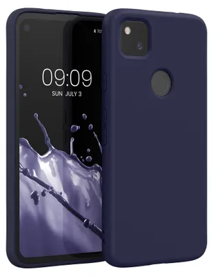 Produktbild von kwmobile Hülle kompatibel mit Google Pixel 4a Hülle - gummierte TPU Silikon Handyhülle - Schutzhülle für kabelloses Laden - Case in Heidelbeerblau