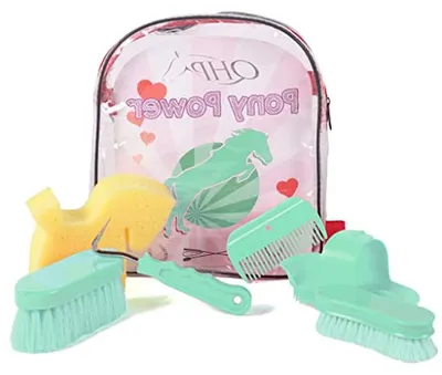 Productafbeelding van Verzorgingsset Kinderen - Paarden Verzorgingstas - Pony Onderhoud - Compleet Uitgerust - 24 x 24 x 6 cm - Groen