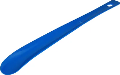 Produktbild von Schuhlöffel aus Kunststoff mit Lochung Blau ca. 35cm