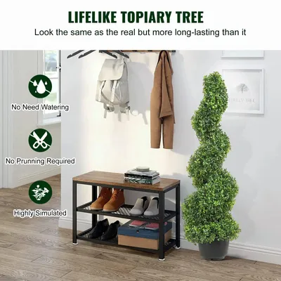 Immagine prodotto di Pianta artificiale – Boquete di bosso – Forma a spirale – 36 pollici – Plastica PE – Decorazione verde per interni ed esterni
