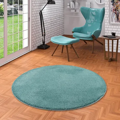 Produktbild von Hochflor Shaggy Teppich Palace Mintgrün Rund, Größe:240 cm Rund