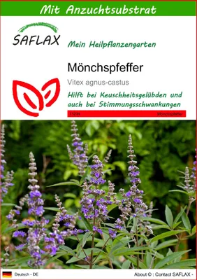 Produktbild von SAFLAX - Heilpflanzen - Mönchspfeffer - 30 Samen - Mit keimfreiem Anzuchtsubstrat - Vitex agnus-castus