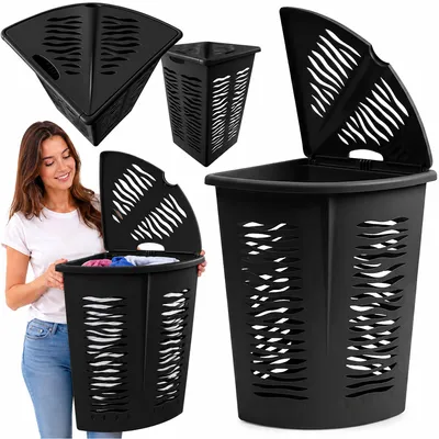 Produktbild von Wäschekorb für Damen, Badwäsche, Eckmodell, Kunststoff, Anthrazit, 45 l