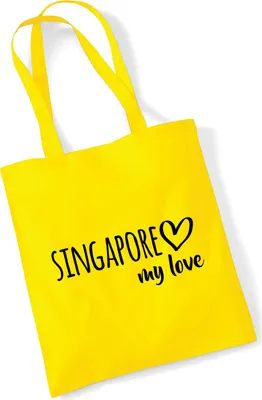 Produktbild von Huuraa Jutebeutel Singapore my love 10 Liter Yellow Baumwolle Tasche Geschenkidee