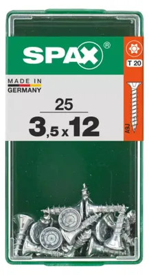 Produktbild von SPAX Universalschraube, 3,5 x 12 mm, 25 Stück, Vollgewinde, Senkkopf, T-STAR plus T20, 4CUT, WIROX - 4191010350121