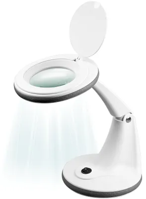 Image de Goobay 60366 Lampe loupe à LED sur pied, 6 W 450 lm, lentille en verre 100 mm, grossissement 1,75 fois, 3 dioptries