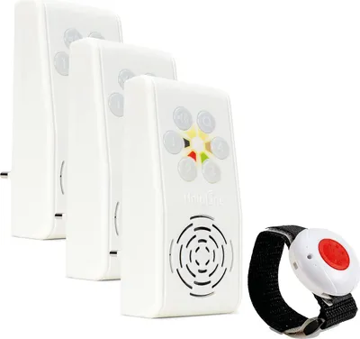 Produktbild von HelpLine 230 Sicherheitspaket 7, Hausnotruf mit Funk-Notruf-Armband und 3 Empfängern mit Quittierungs-Funktion