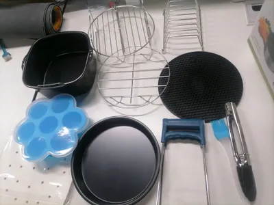 Zdjęcie produktu dla Kwadratowa frytownica powietrzna Aoresac Akcesoria do mycia w zmywarce 11 sztuk Akcesoria do frytownicy Pasuje do 7-calowej frytownicy powietrznej z patelnią do ciasta Patelnia do pizzy Frytownica powietrzna Mata do garnka