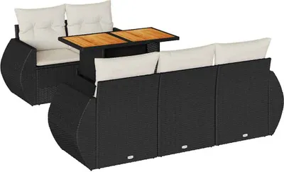 Produktbild von vidaXL 6-tlg. Garten-Sofagarnitur mit Kissen Schwarz Poly Rattan