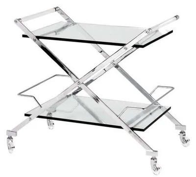 Image de Casa Padrino Chariot de bar de luxe Chariot de service en acier inoxydable / verre 77x48 x H. 76 cm - Meubles d'hôtel et de restaurant de luxe