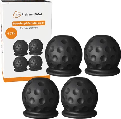 Produktbild von 4x Abdeckung Anhängerkupplung Golfball Schutzkappe aus Gummi für max. Ø 50 mm Abdeckkappe Schutzhülle für Kugelkopf