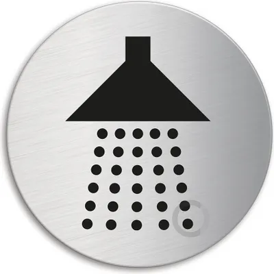 Produktbild von Schild Türschild Bad-Dusche | Edelstahl selbstklebend Ø 60 mm