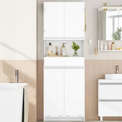Image de Armoire de salle de bain haute avec paniers à linge - 2 paniers à linge, 29,6 litres