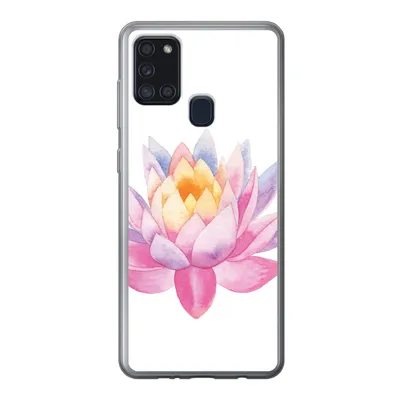 Produktbild von MuchoWow® Handyhülle Schutzhülle Hülle für Samsung Galaxy A21s Aquarell - Blume - Seerose Silikon Softcase Handy Hülle - Hartschale
