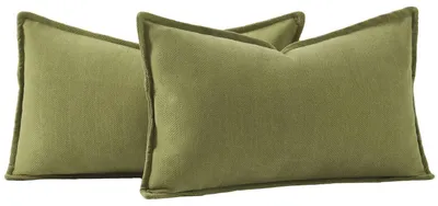Produktbild von 2er Set Chenille Kissenbezüge Moosgrün 40x60 cm Rechteckig Weich Dekorativ