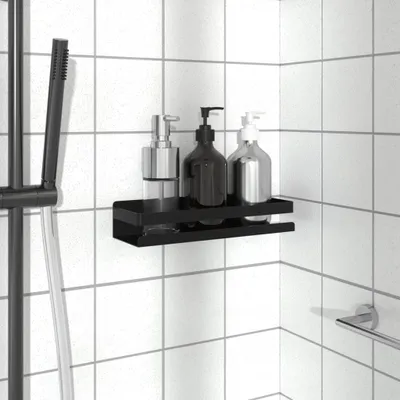 Produktbild von vidaXL Duschablage Mattschwarz 30x10x6 cm Gebürsteter Edelstahl 304