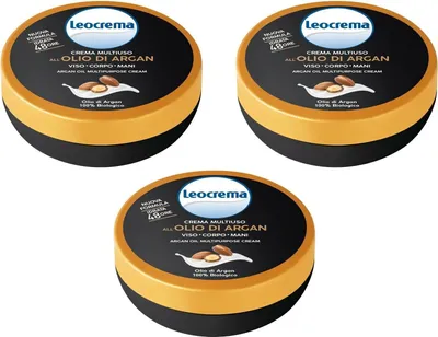 Produktbild von 3er-pack Leocrema Mehrzweckcreme für Gesicht, Körper, Hände mit Arganöl, 150 ml