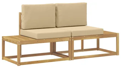 Image de Canapé d'extérieur vidaXL avec 2 coussins, blanc, bois massif d'acacia