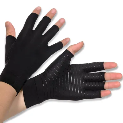 Image de Gants sans doigts pour l'arthrite - Compression pour soulager la douleur - Taille L