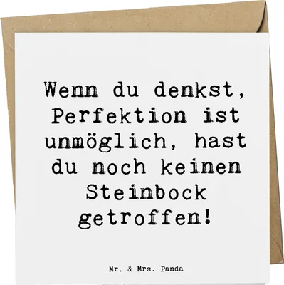 Produktbild von Mr. & Mrs. Panda Grußkarte Spruch Steinbock Perfektion - Weiß - Geschenk, Zielstrebigkeit, Perfektionismus, Klappkarte, doppelkarte, Geschenke Sternzeichen, Astrologie