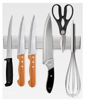 Produktbild von Magnetleiste für Messer, selbstklebend, 25 cm Edelstahl, magnetisch, wandmontierbar für Küche, Büro, Werkstatt