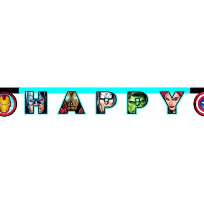 Produktbild von Buchstabengirlande Mighty Avengers Happy Birthday
