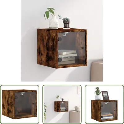 Produktbild von The Living Store Nachttisch mit Glastür Räuchereiche 35x37x35 cm