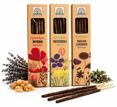 Produktbild von Räucherstäbchen 3er Set - Patchouli Lavendel & Myrrhe Masala – Lavendel, Myrrhe, Patschuli