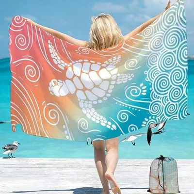 Produktbild von Famanu Mikrofaser Strandhandtuch, sandabweisend, 180 x 100 cm, schnelltrocknend, mit Aufbewahrungstasche