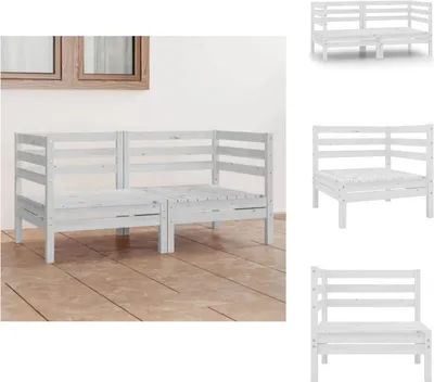 Zdjęcie produktu dla vidaXL 2-osobowa sofa ogrodowa biała z litego drewna sosnowego - Sofy ogrodowe