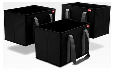 Produktbild von 3er Set Einkaufskörbe - Aufbewahrungsboxen - Kofferraumtaschen - Einkaufsboxen - schwarz - 37x25x25cm