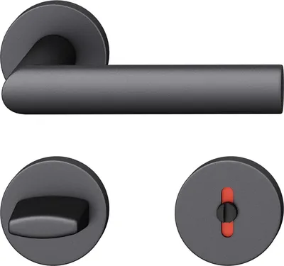 Produktbild von FSB Drückergarnitur 12 1108 ASL auf Rosette WC, Aluminium schwarz matt