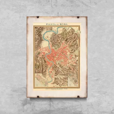Produktbild von Poster - Canvas - Leinwand - 42 cm x 59,4 cm - Alte Karte Roma Italien