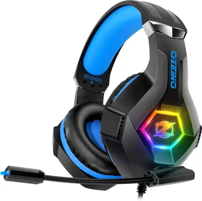 Produktbild von Over-Ear Gaming Headset mit Mikrofon, 3D Surround Sound, RGB-Beleuchtung, Geräuschunterdrückung, 3.5mm Multiplattform für Konsole & PC
