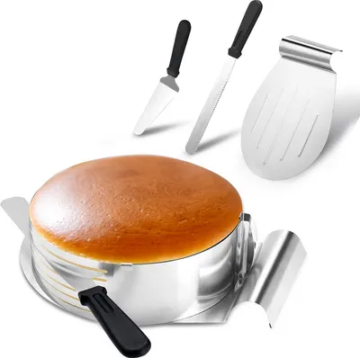 Zdjęcie produktu dla Zestaw do tortów EINFEBEN 4-częściowy wykrawacz do tortów ze stali nierdzewnej - wykrawacz do tortów o średnicy 23-30 cm do pieczenia i dekorowania w kuchni