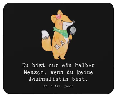 Produktbild von Mr. & Mrs. Panda Mousepad Journalistin Herz - Schwarz - Geschenk, Mauspad, Lustig, Mouse Pad, Redakteurin, Ausbildung, Studium, computer, Spruch, laptop, pc