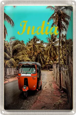 Produktbild von Blechschild Reise 20x30cm Indien Straße Tuk Tuk Taxi Asien