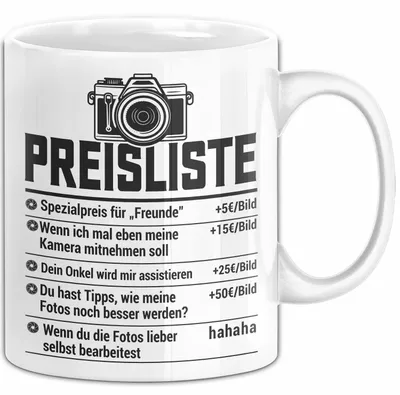 Produktbild von Fotograf Tasse Geschenk Preisliste Geschenkidee Fotografie Geschenke (Weiß)