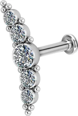 Produktbild von Karisma Titan G23 Hinged Clusters Innengewinde Labret/Lippe Medusa Ohrpiercing Tragus Helix Piercing Stärke 1,2x8mm Zirkonia - Stablänge 8mm | Cluster No. 10