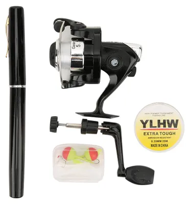 Produktbild von Portable Mini Lightweight Pen Shape Multifunction Pocket Fishing Pole Rod with Line ReelBlack