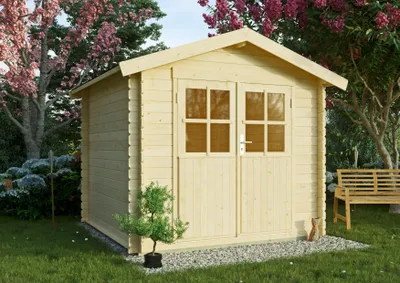 Produktbild von Gartenhaus Tacoma 2,30x2,30 m Doppeltür 28mm Wandstärke Satteldach