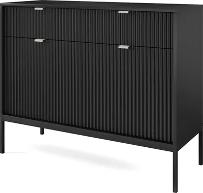 Obrázek produktu pro Furniture24 Nova KSZ104 Skříňka do obývacího pokoje se 2 dvířky a zásuvkami černá, 104x83x39