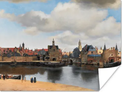Produktbild von MuchoWow® Poster Vermeer - Stadt - Alte Meister - Kunst 120x90 cm - Wandbild