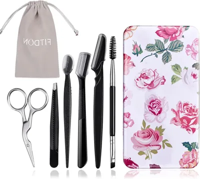 Productafbeelding van Wenkbrauwverzorgingsset - Pincet en schaar set - Wenkbrauwen Vormgeven - Roestvrijstalen precisie tools - 3 scheermesjes - Roze