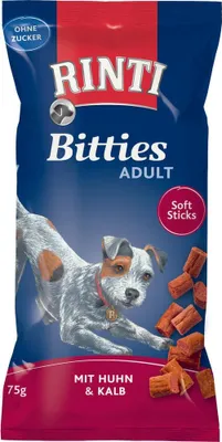 Produktbild von Rinti - Snack Bitties 16x75g  |  Huhn & Kalb